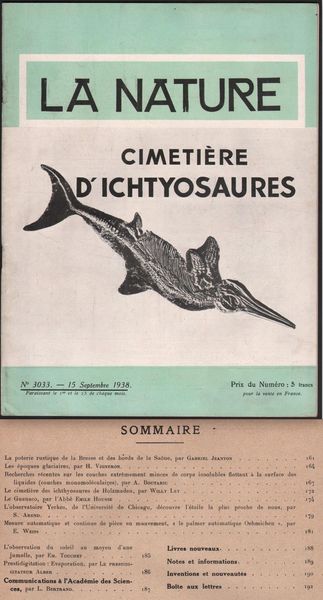 Invenzioni-La Nature-15 Settembre-Cimetiere D'ichtyosaures-1938-N.3033--L636