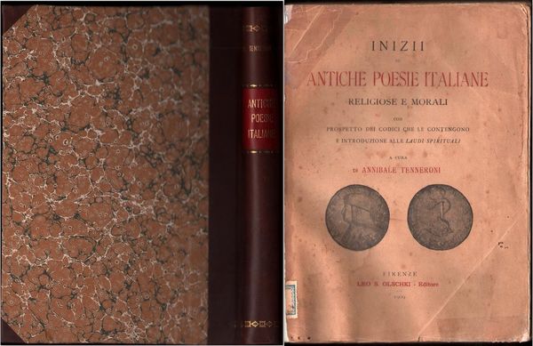 Annibale Tenneroni Inizii di antiche poesie italiane religiose e morali …