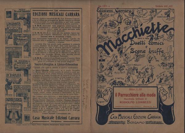 SPARTITI-MACCHIETTE DUETTI COMICI-IL PARRUCCHIERE ALLA MODA-LOMBEZZI-1935-L752
