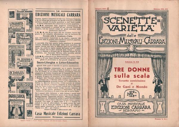 SPARTITI-SCENETTE-VARIET¿'TRE DONNE SULLA SCALA-DI GANI E MONDO-1936-L753