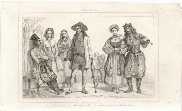 Stampa antica Old print Polonia mazoviani delle montagne lituani di …
