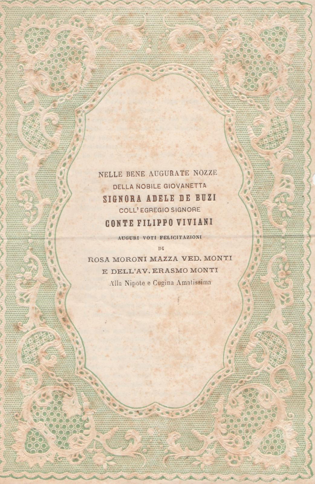 Adele De Buzi Con L'egregio Conte Filippo Viviani 1880 6390