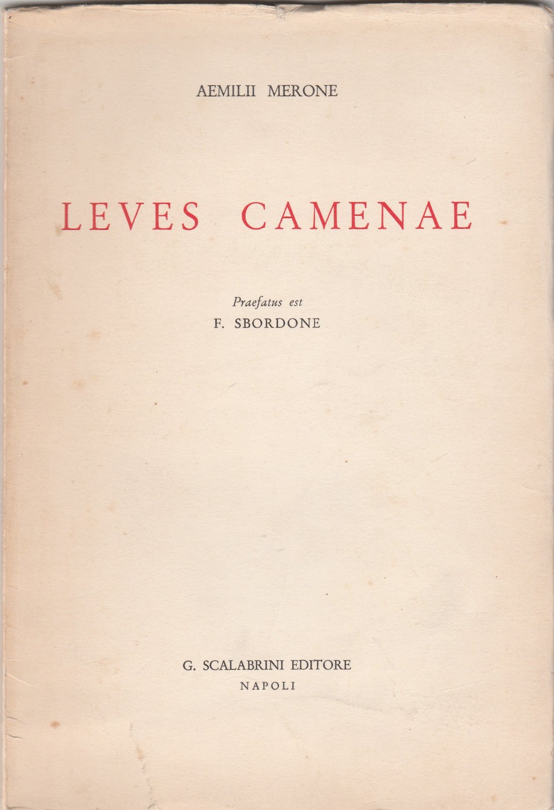 Aemilii Merone Leves Camenae Scalabrini 1964 Autografato