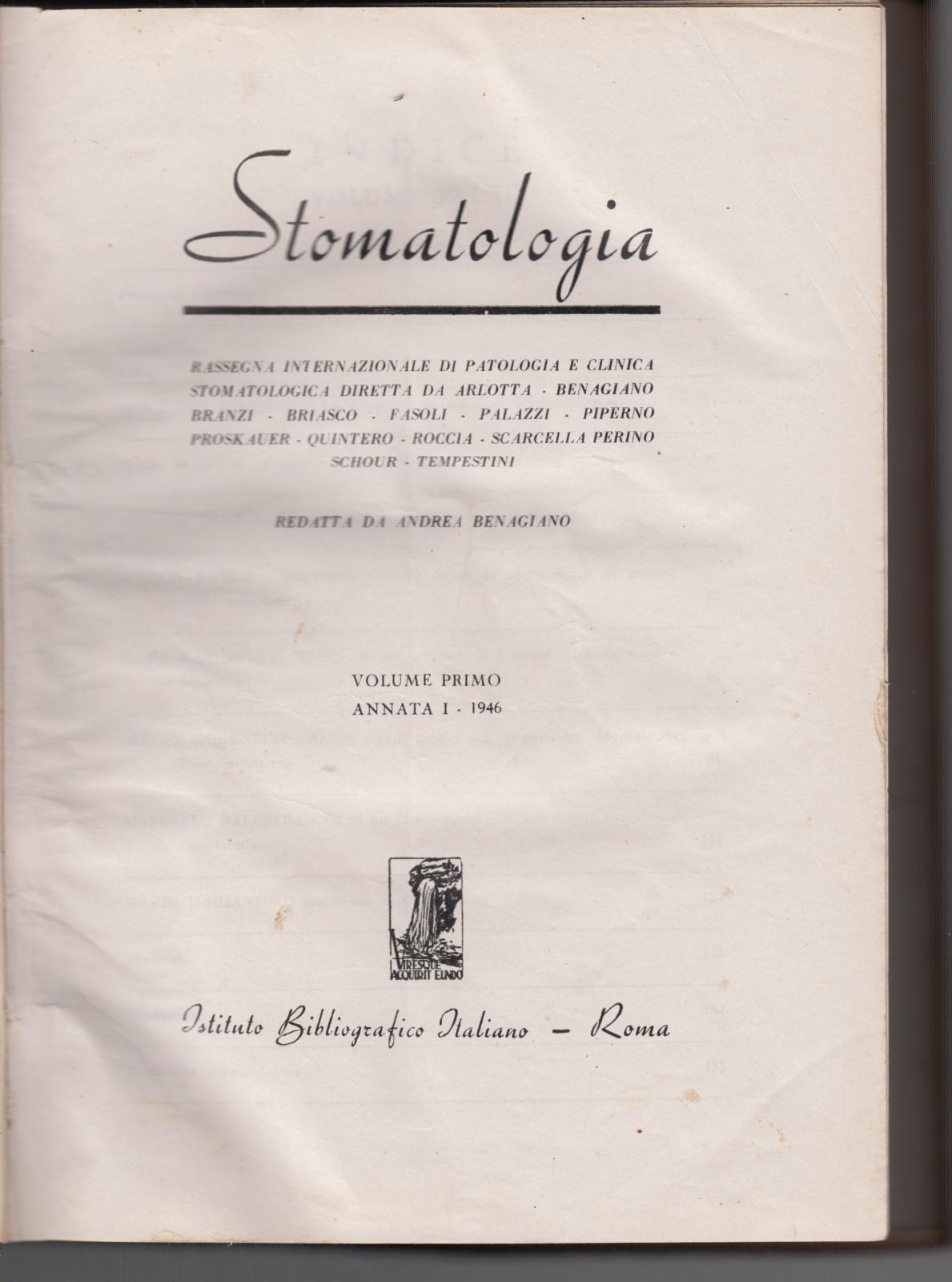 Andrea Benegiano Stomatologia Rassegna Internazionale 1946-47-48