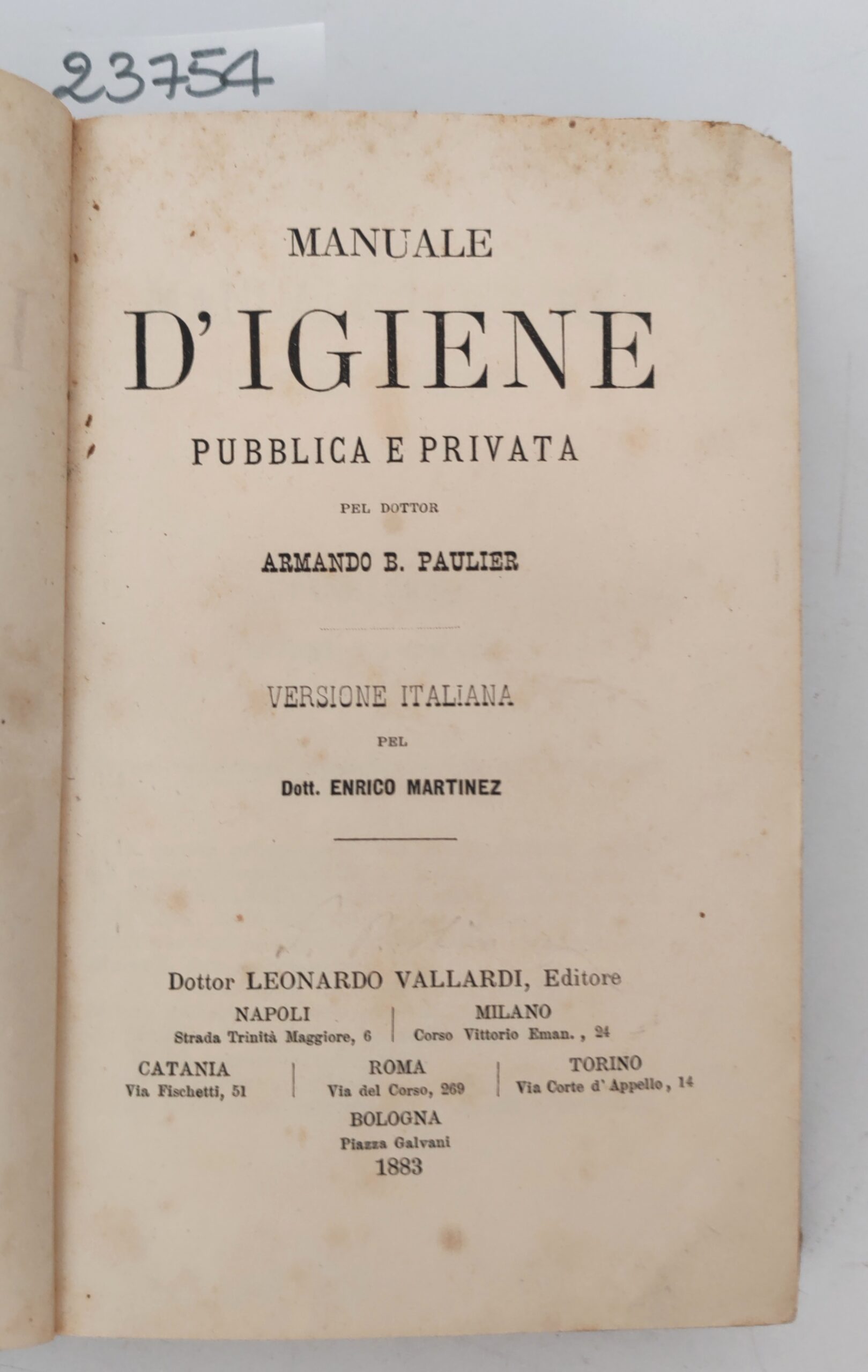 Armando B. Paulier, Manuale di igiene pubblica e privata, Vallardi …