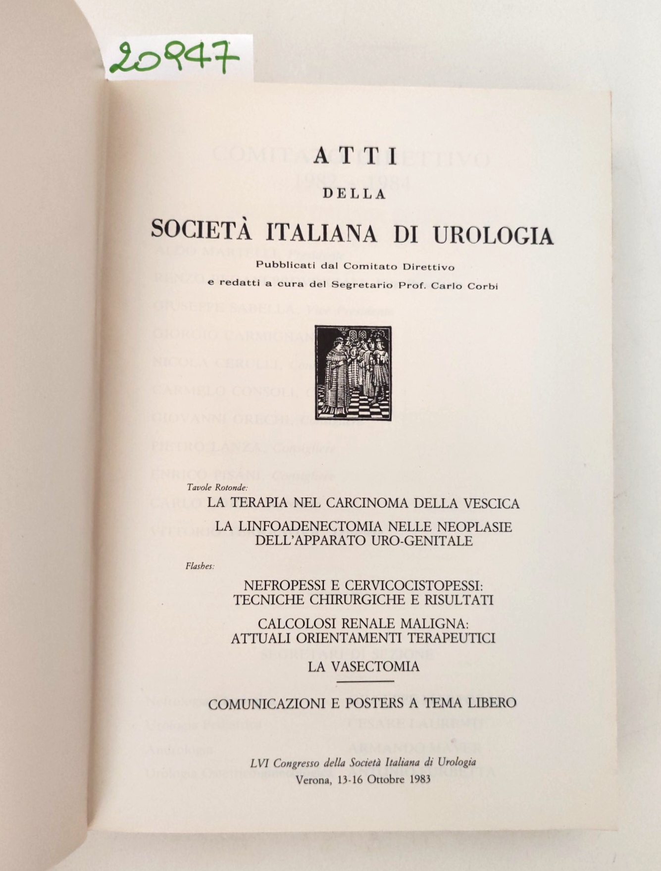 Atti della società italiana di urologia 56° congresso 1983 Verona …