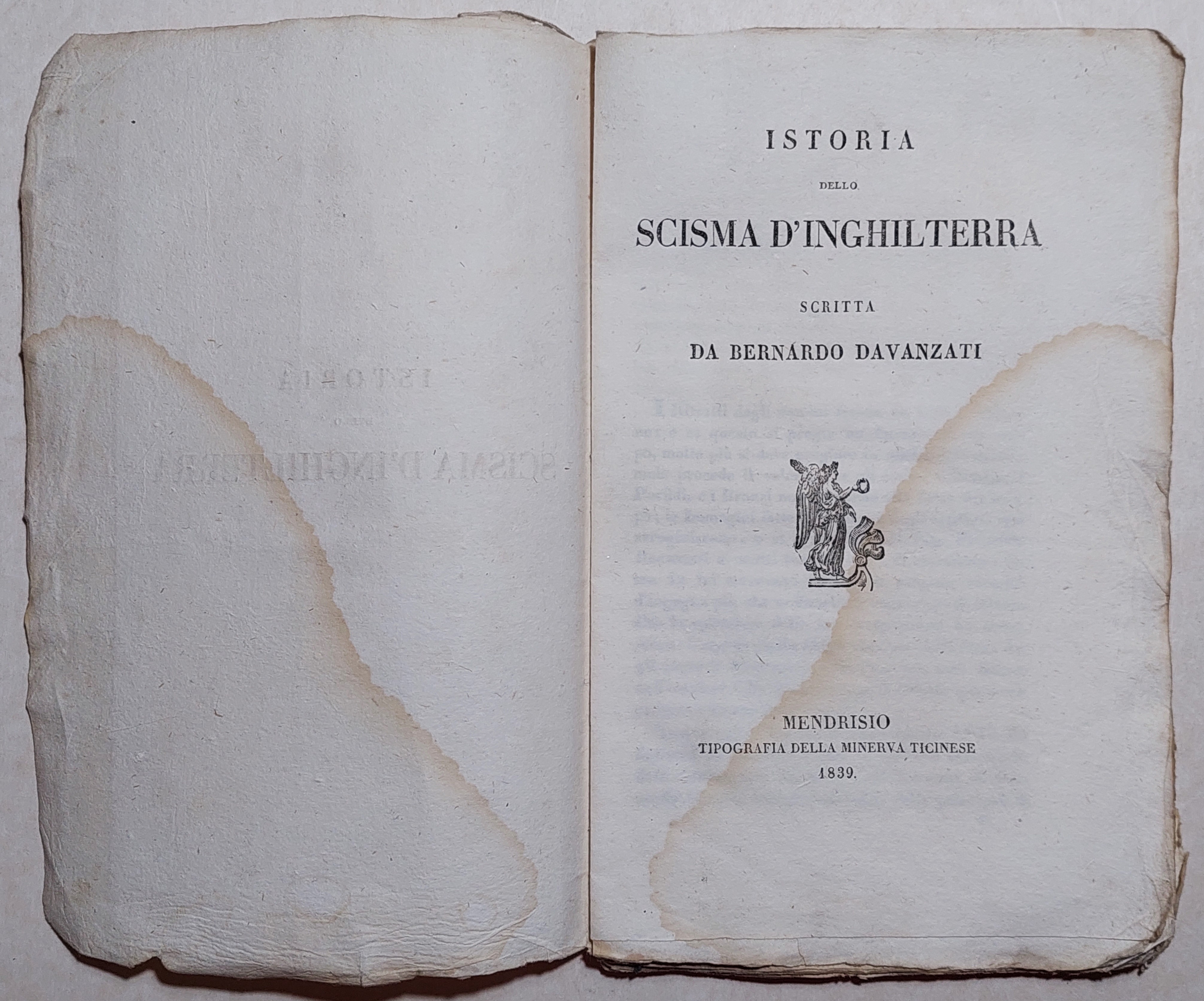 Bernardo Davanzati Istoria dello scisma d'Inghilterra Tipografia della Minerva Ticinese …