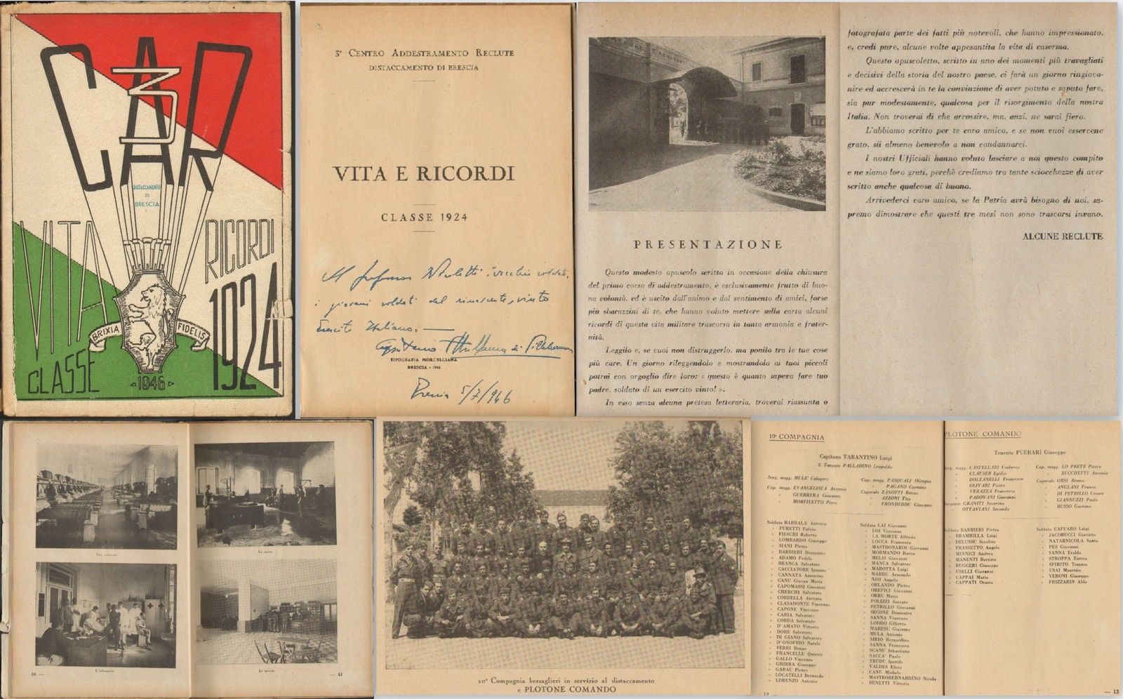 Brescia-Caserma Ottaviani-3∞ Car-Vita E Ricordi Classe 1924-Brescia 1946-Illustr