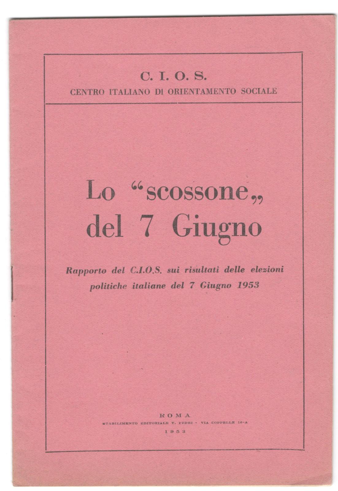 C.I.O.S. Lo scossone del 7 giugno Roma 1953