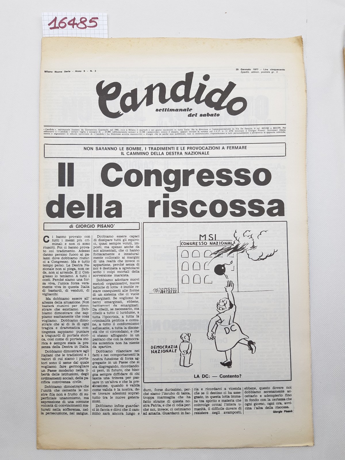 Candido settimanale del sabato il numero 3 20 gennaio 1977