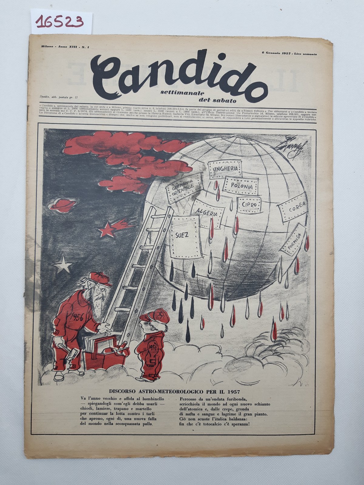 Candido settimanale del sabato numero 1 6 gennaio 1957