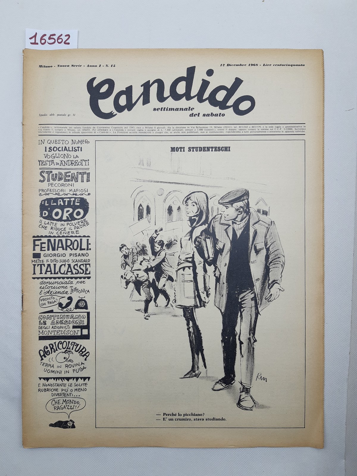 Candido settimanale del sabato numero 15 12 dicembre 1968