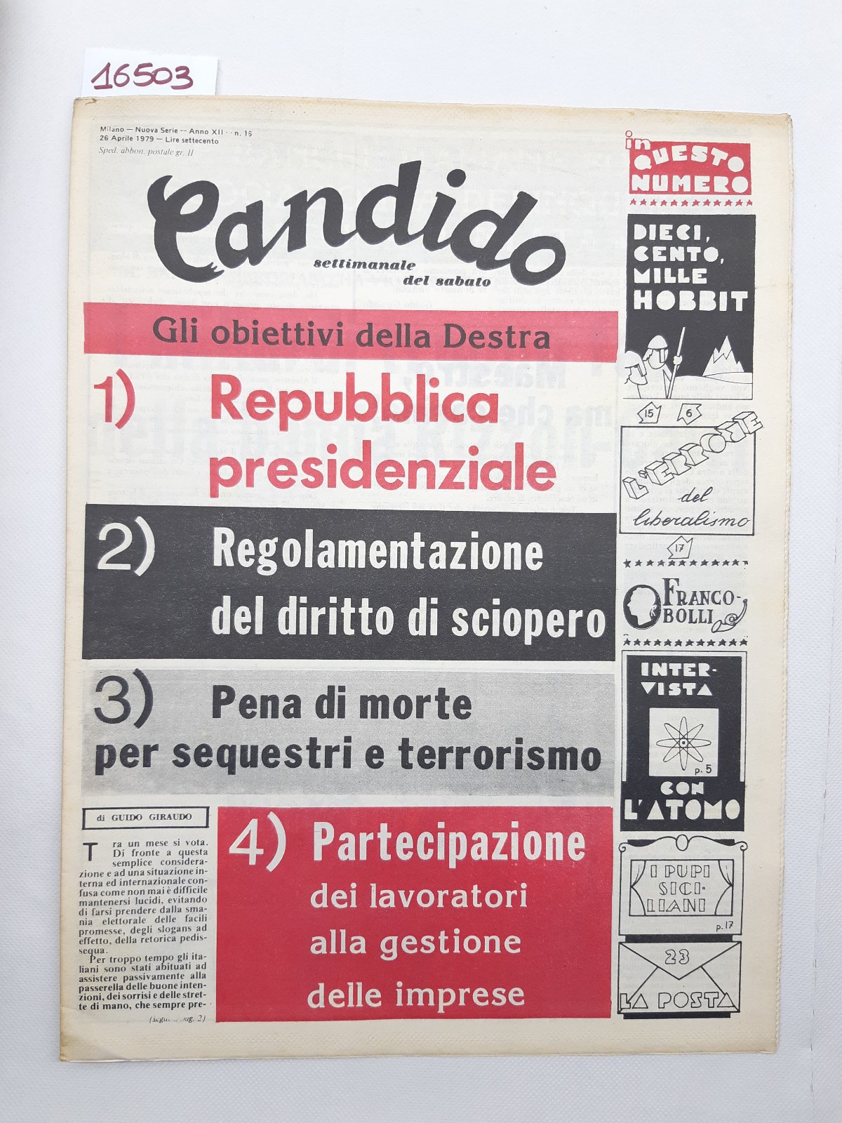 Candido settimanale del sabato numero 16 26 Aprile 1979