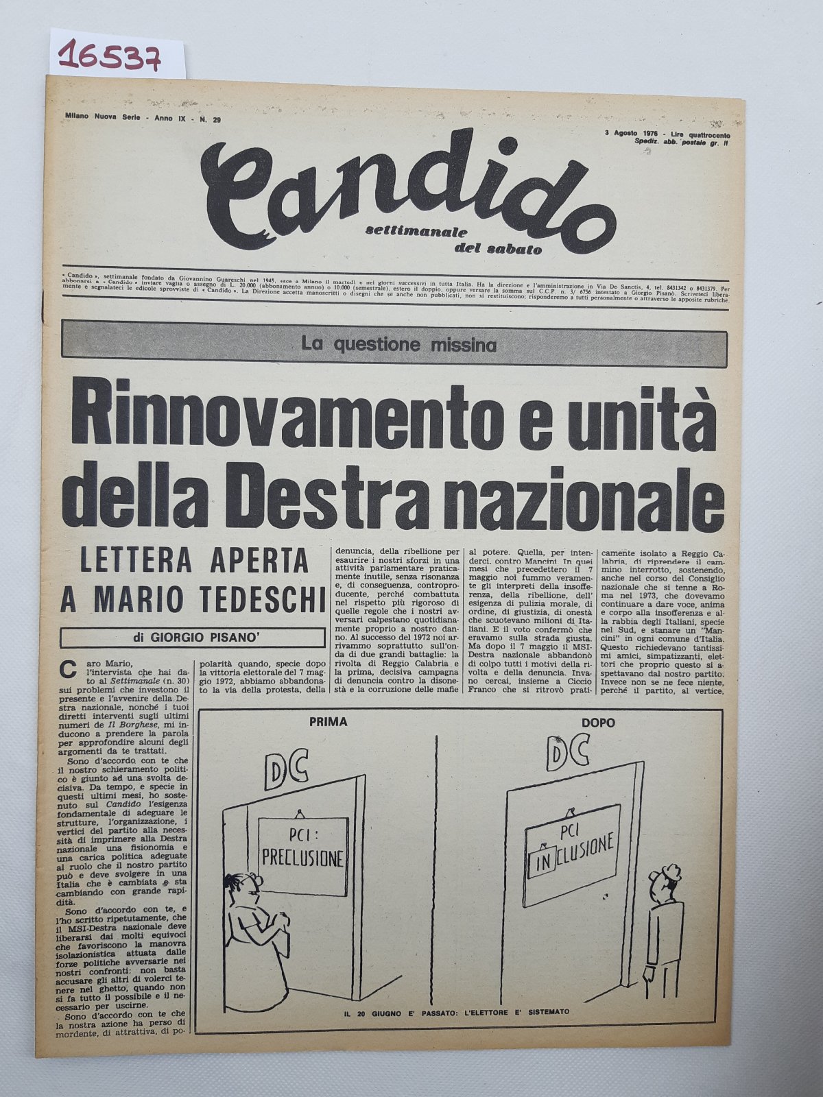 Candido settimanale del sabato numero 29 3 agosto 1976