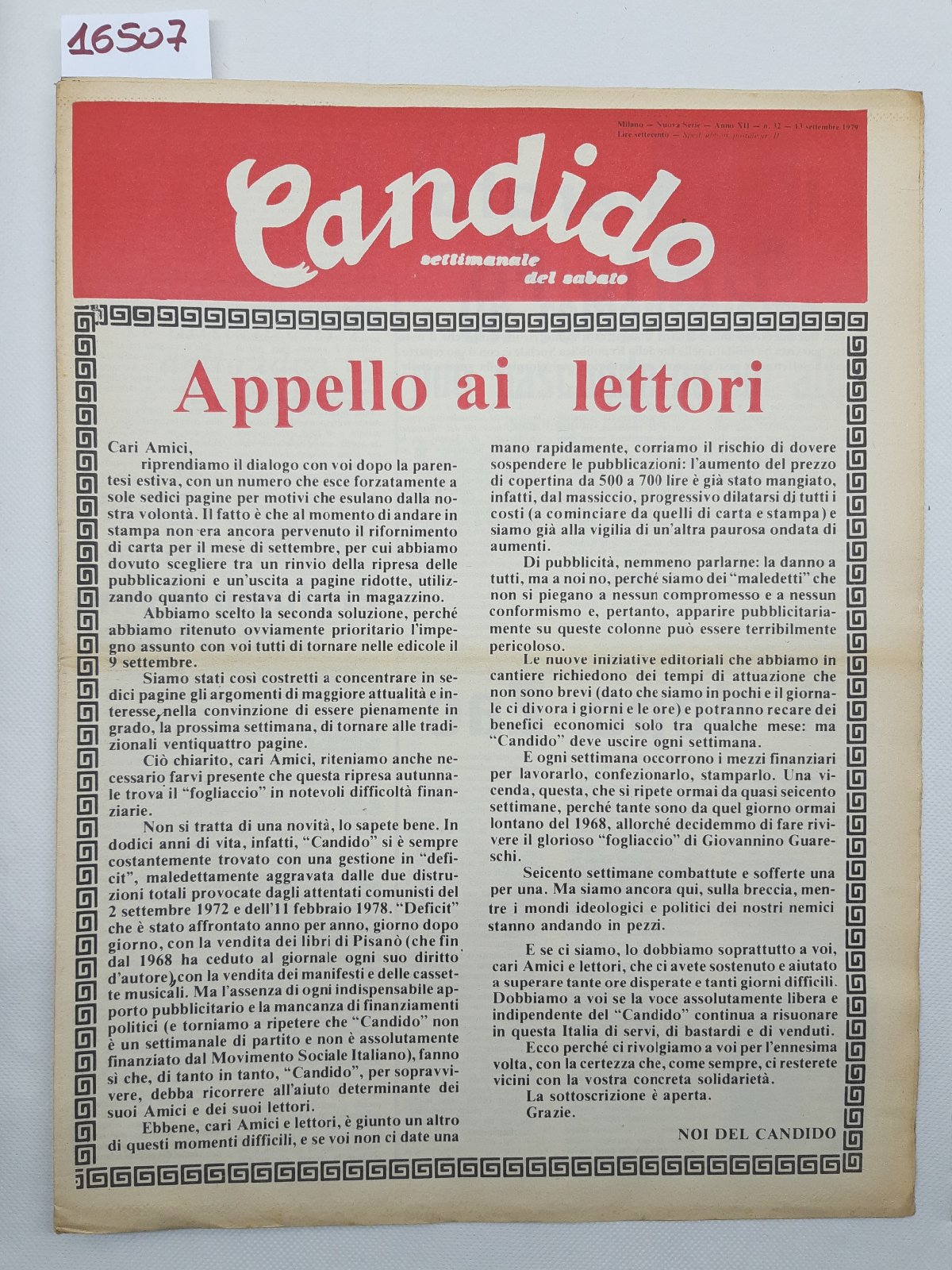 Candido settimanale del sabato numero 32 13 settembre 1979