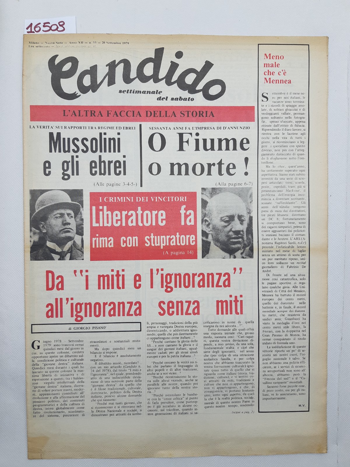 Candido settimanale del sabato numero 33 20 Settembre 1979