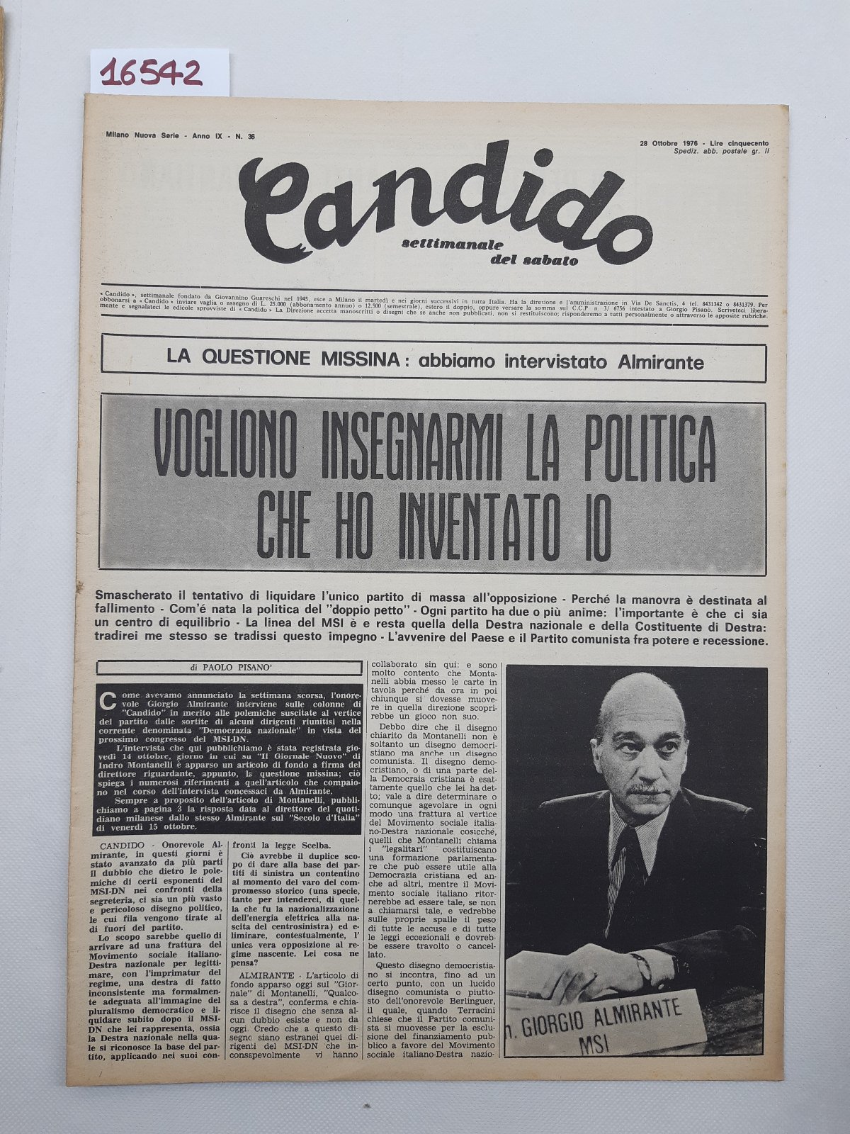 Candido settimanale del sabato numero 36 28 ottobre 1976