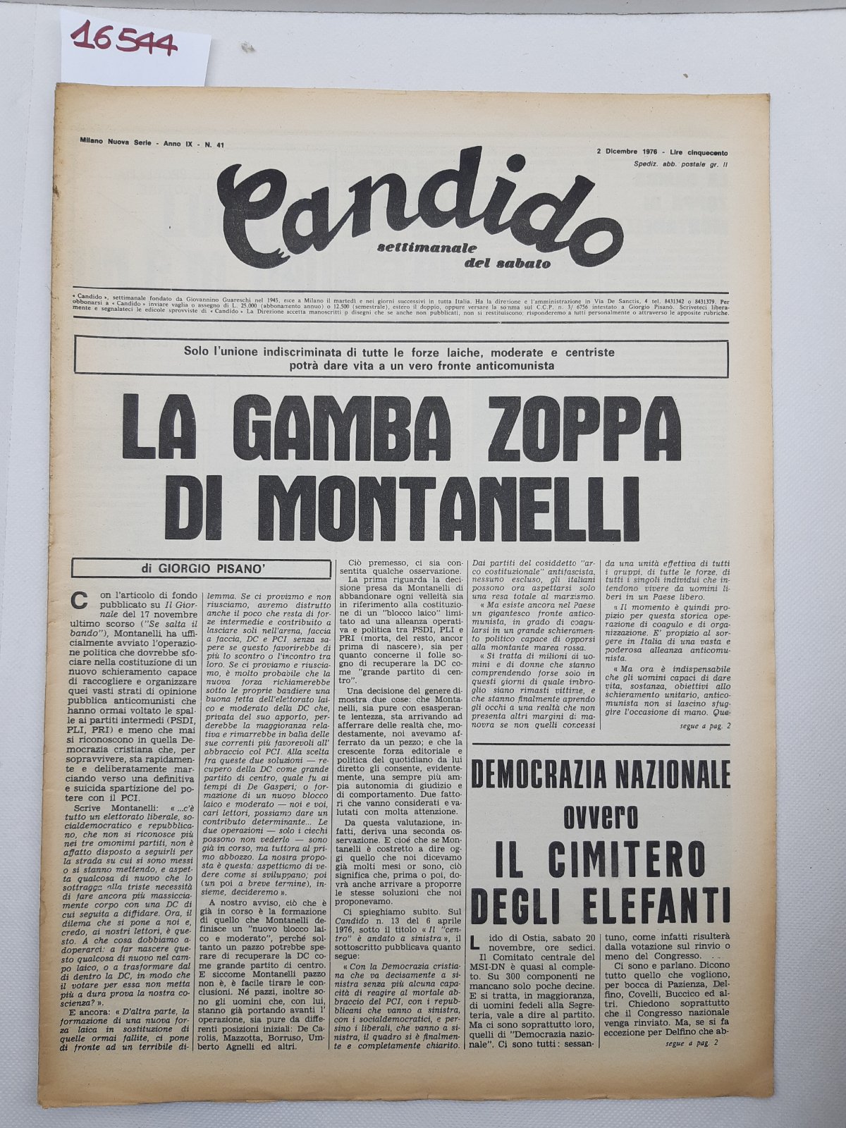 Candido settimanale del sabato numero 41 2 dicembre 1976