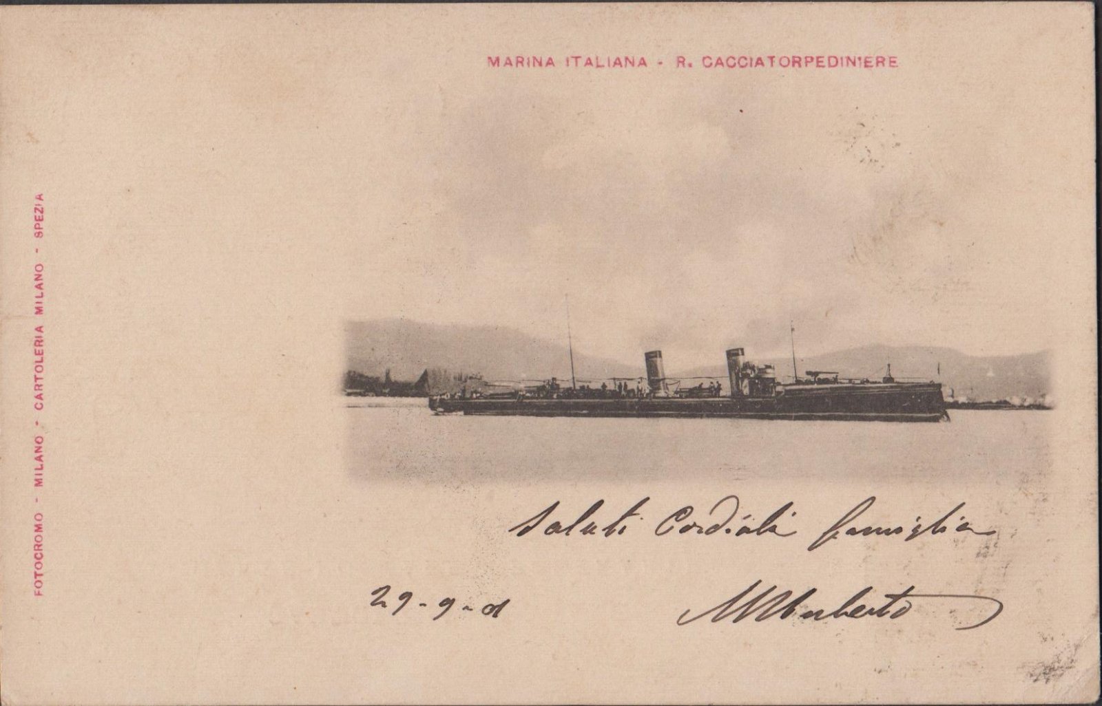 Cartolina Marina Italiana R. Cacciatorpediniere vg 1901