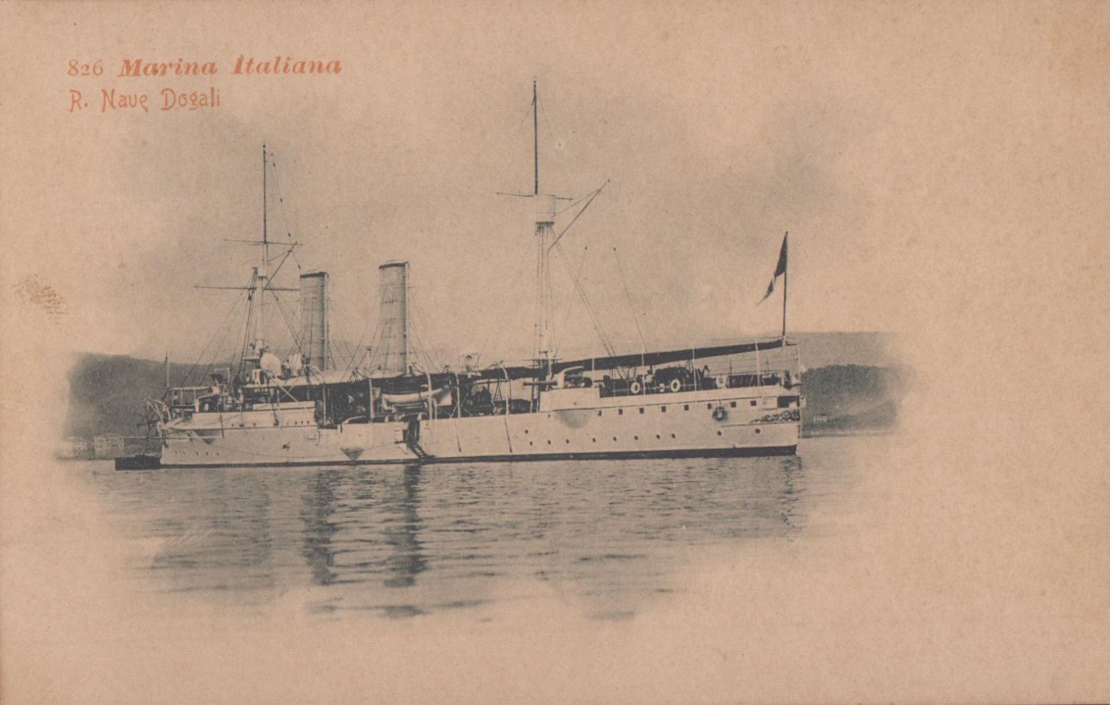 Cartolina Marina Italiana R. Nave Dogali nvg 1901