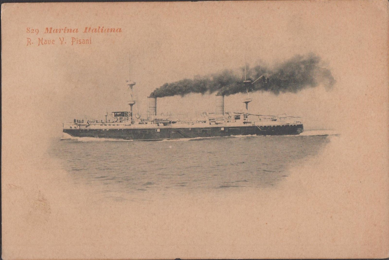 Cartolina Marina Italiana R. Nave Pisani 1901 nvg