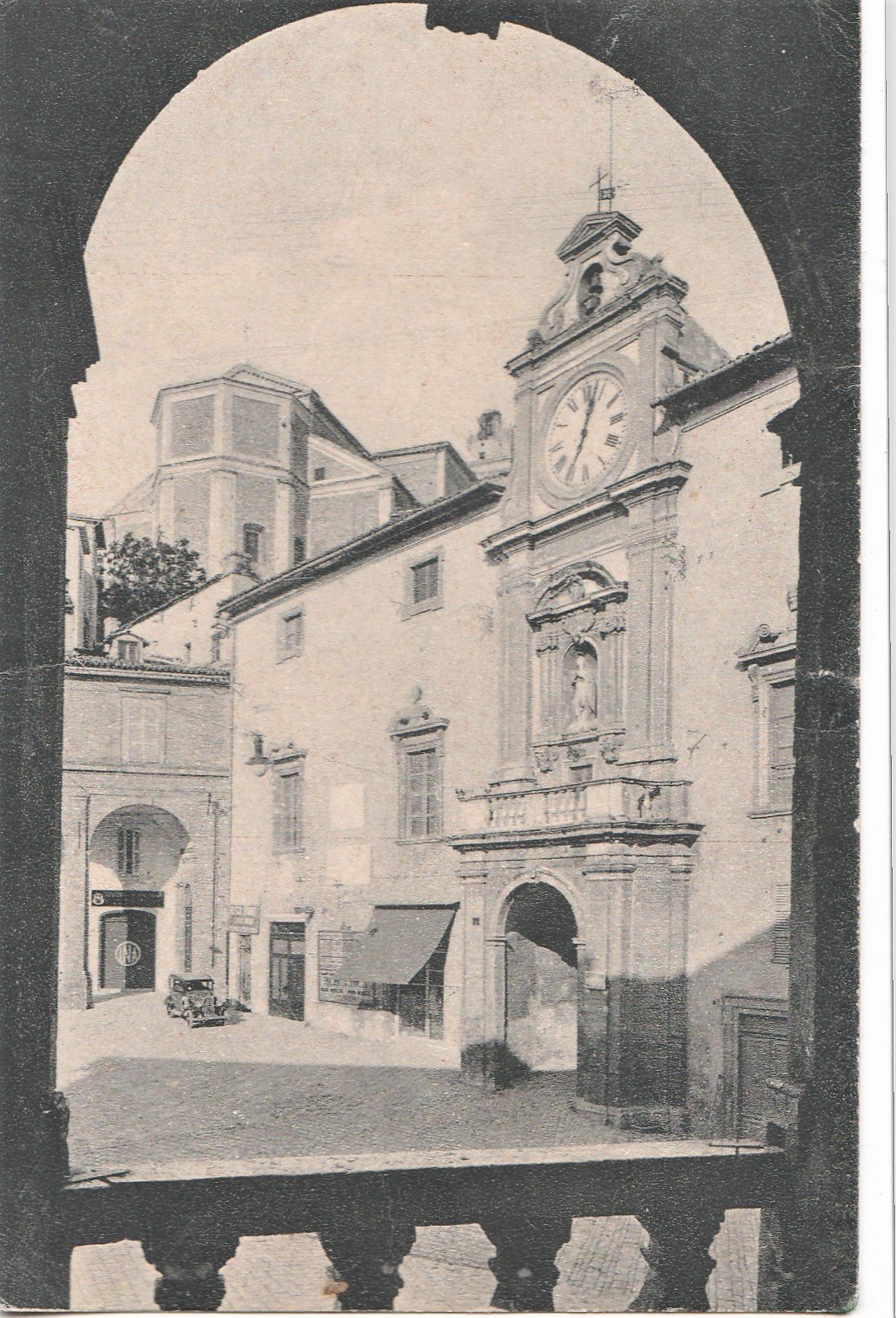 Cartolina postcard Fermo Piazza Biblioteca Comunale 1948 vg