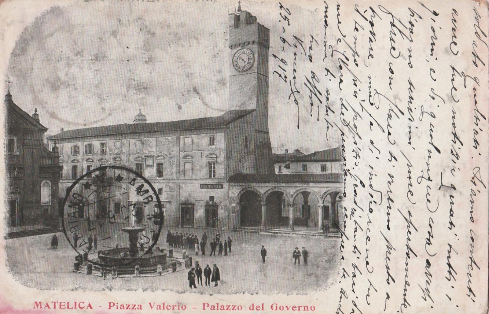 Cartolina postcard Macerata-Matelica Piazza Valerio Palazzo Del Governo 1917 animata …