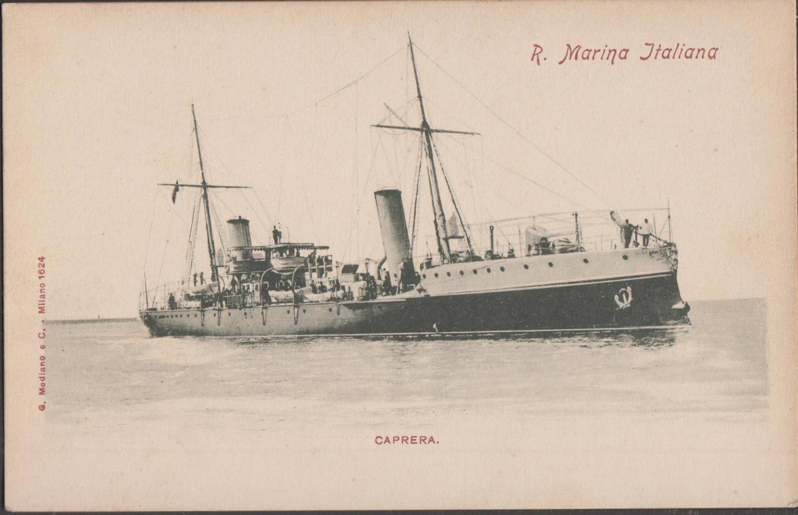 Cartolina R. Marina Italiana Caprera nvg 1901