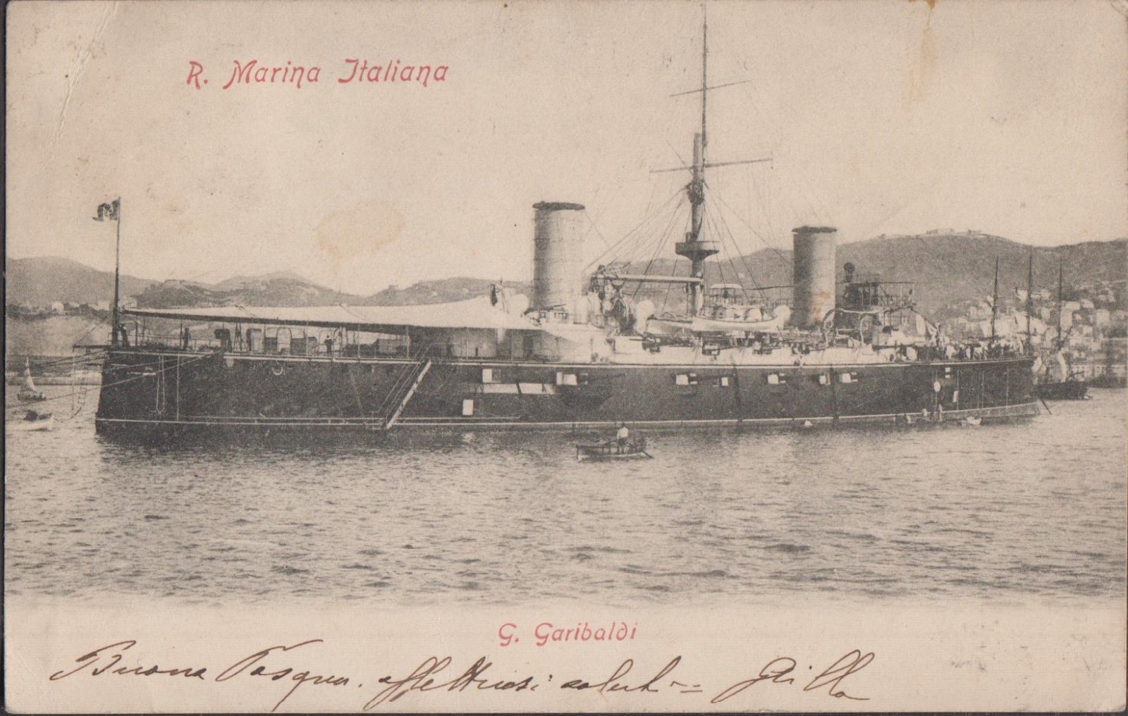 Cartolina R. Marina Italiana G. Garibaldi vg 1904