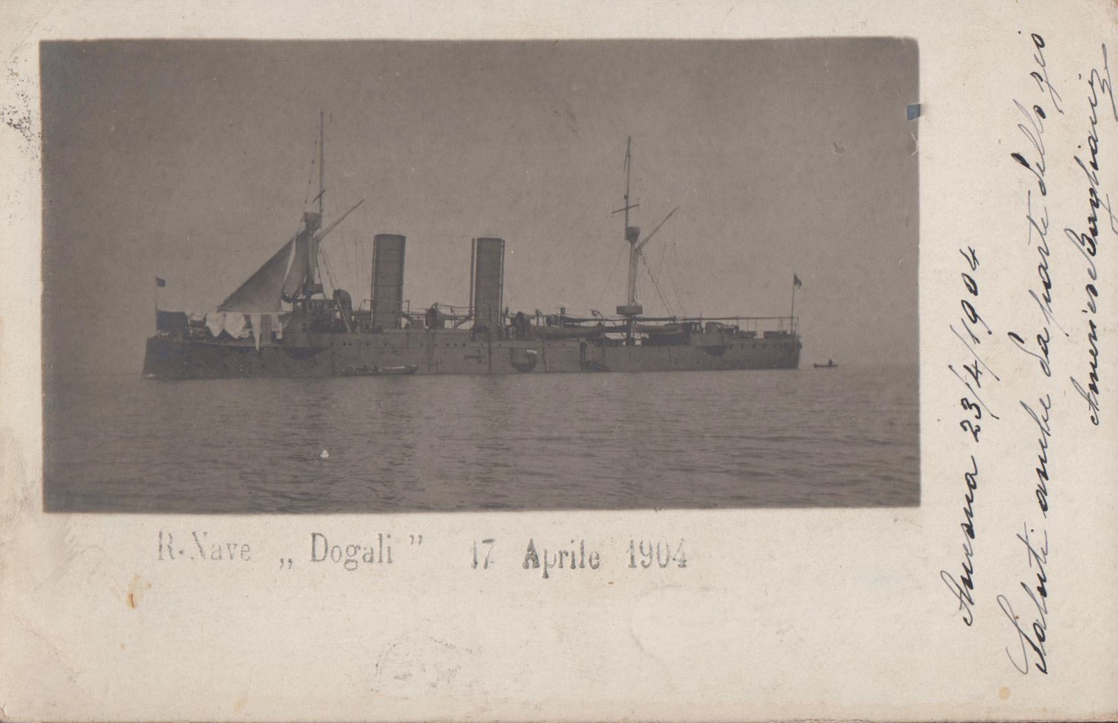 Cartolina R. Nave Dogali 17 aprile 1904 viaggiata