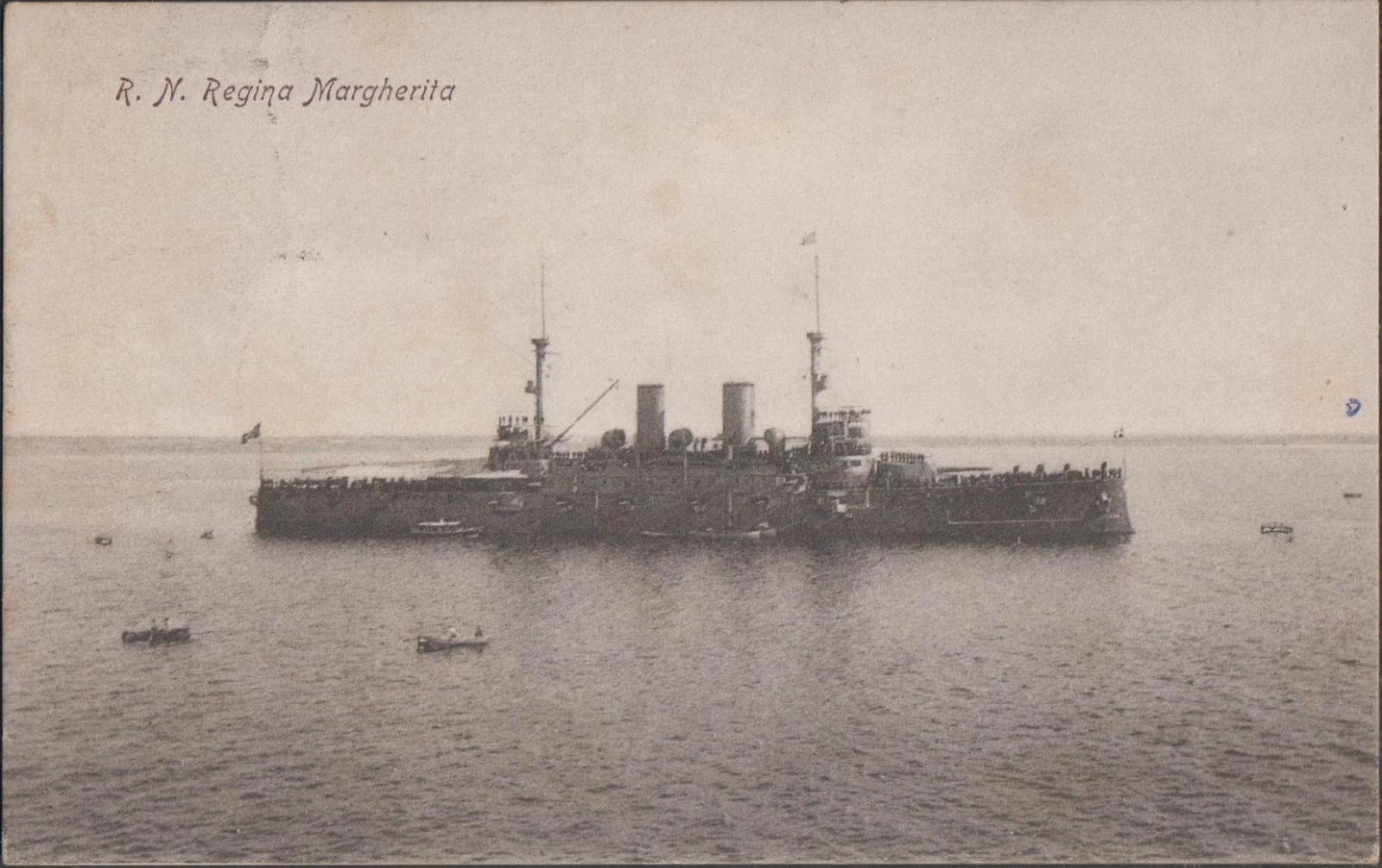 Cartolina R. Nave Regina Margherita viaggiata primi '900