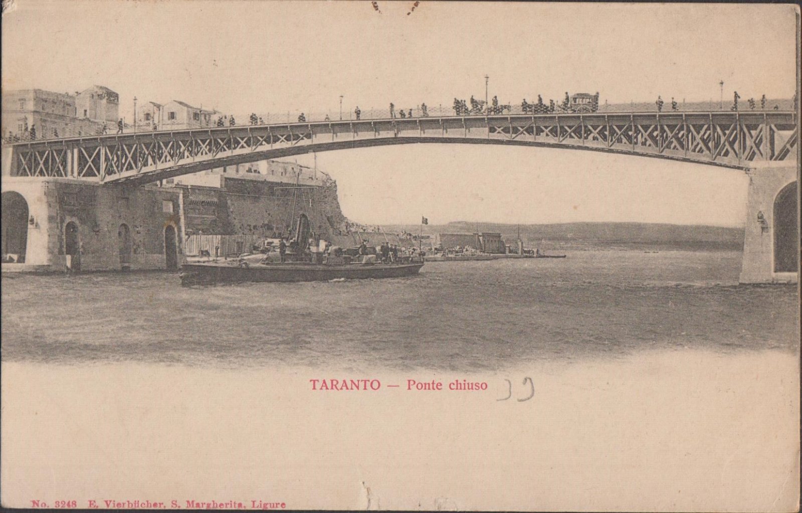 Cartolina Taranto Ponte chiuso animata viaggiata