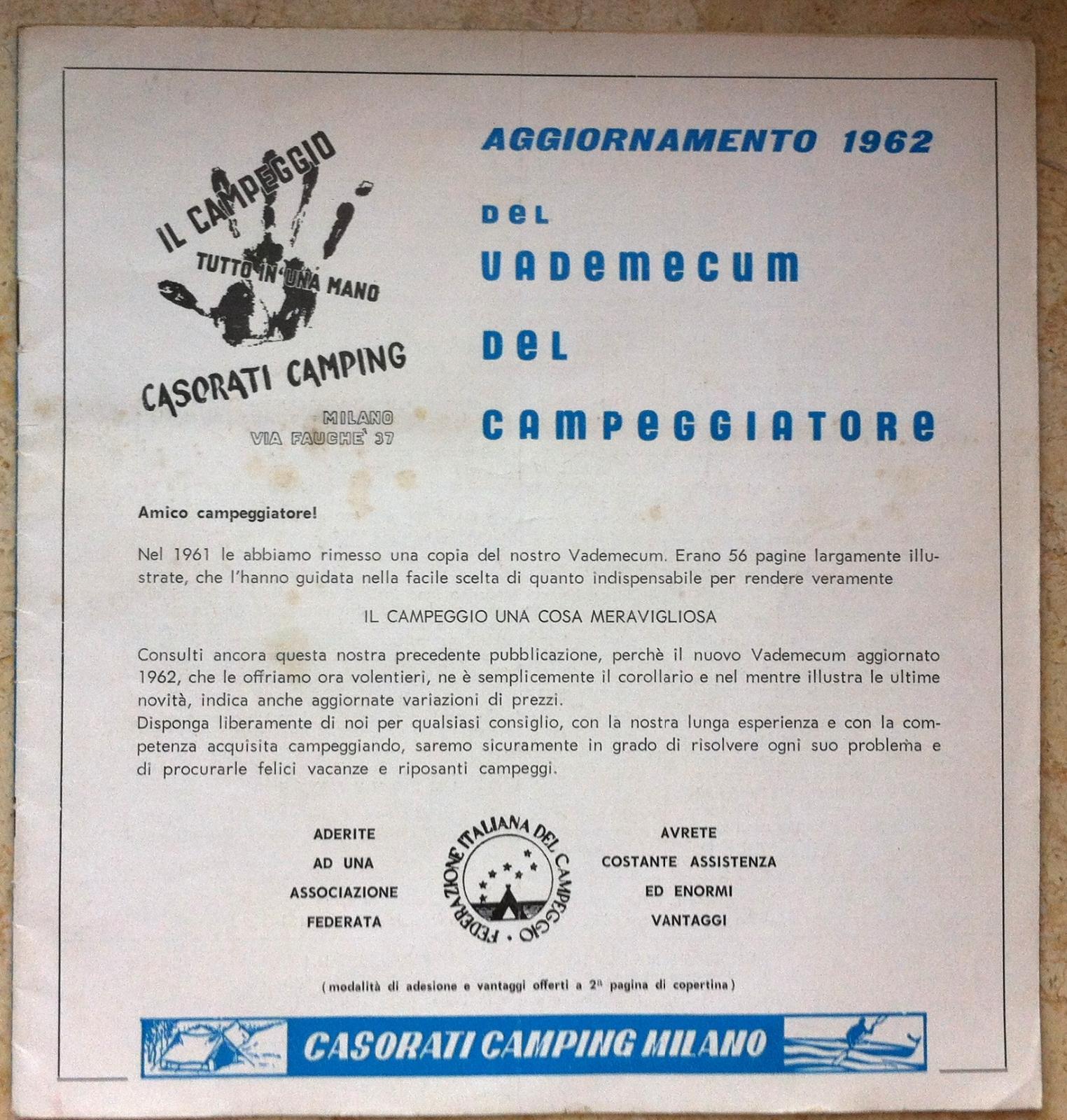 CATALOGO ARTICOLI PER CAMPEGGIO-VADEMECUM DEL CAMPEGGIATORE 1962-L2811