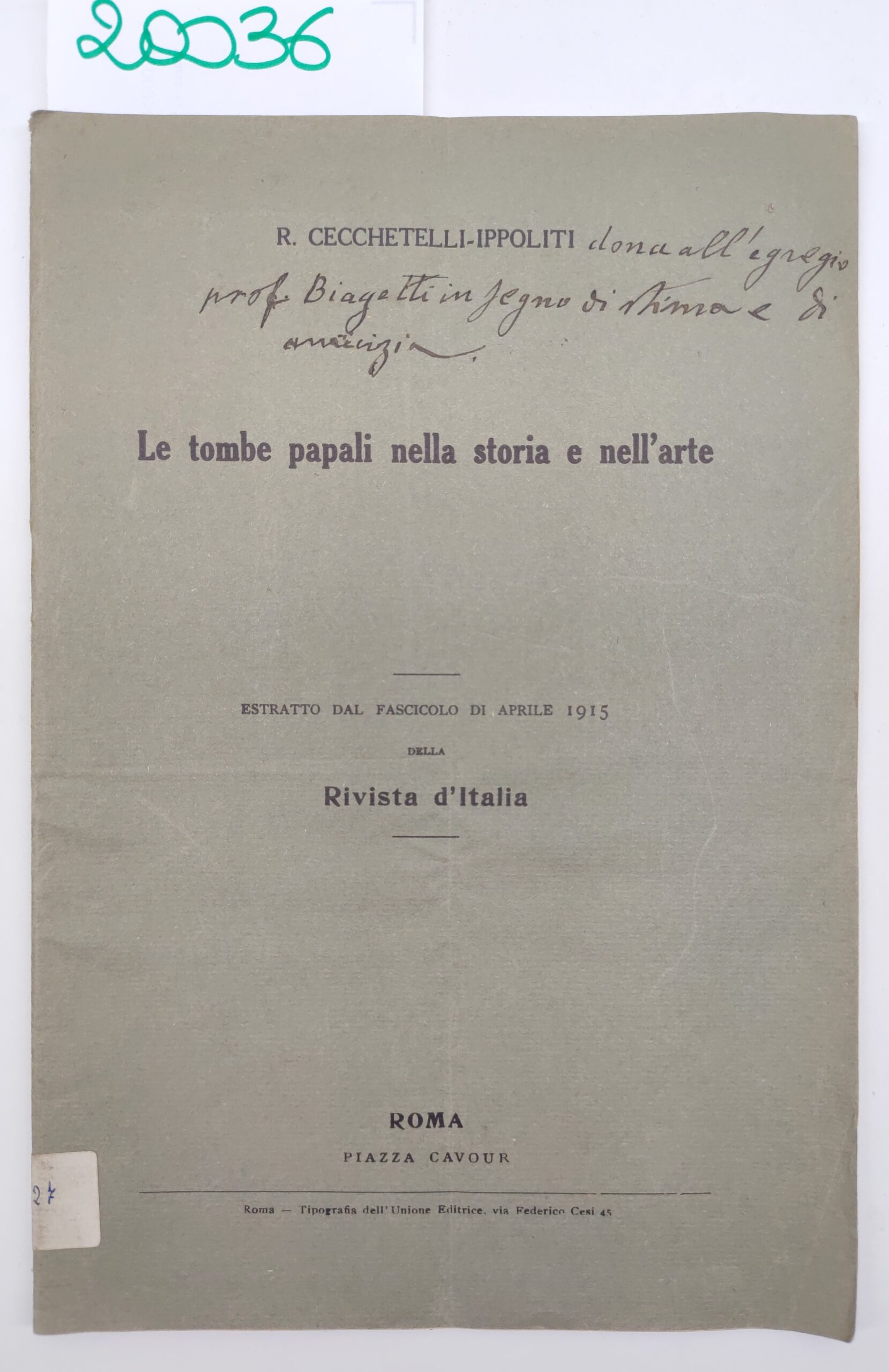 Cecchetelli Ippoliti Estratto Le tombe papali nella storia e nell'arte …