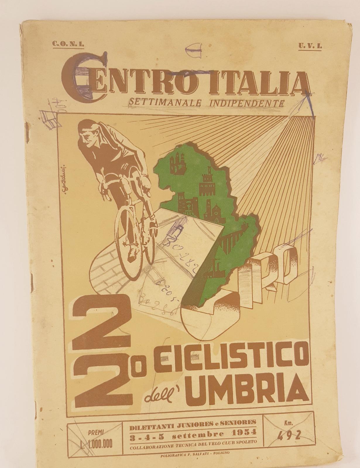 Centro Italia settimanale indipendente 22∞ giro ciclistico dell'Umbria 1954