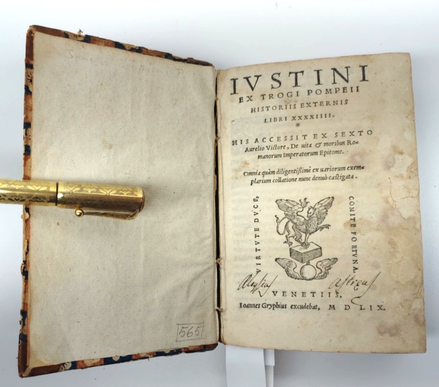 Cinquecentina 1559 Iustini ex Trogi Pompeii Historiis externis Libri XXXXIIII