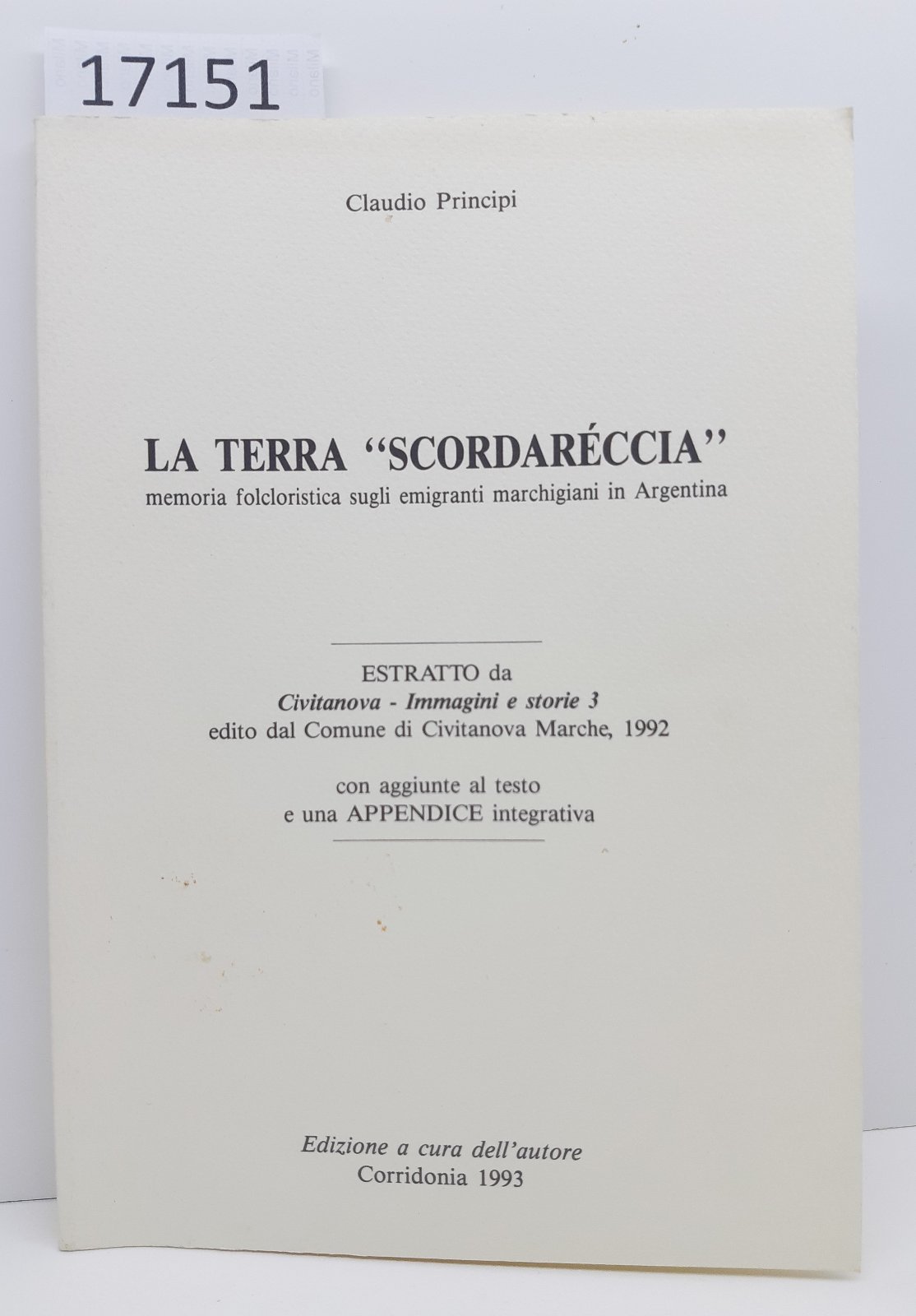 Claudio Principi La terra scordareccia estratto Corridonia 1993