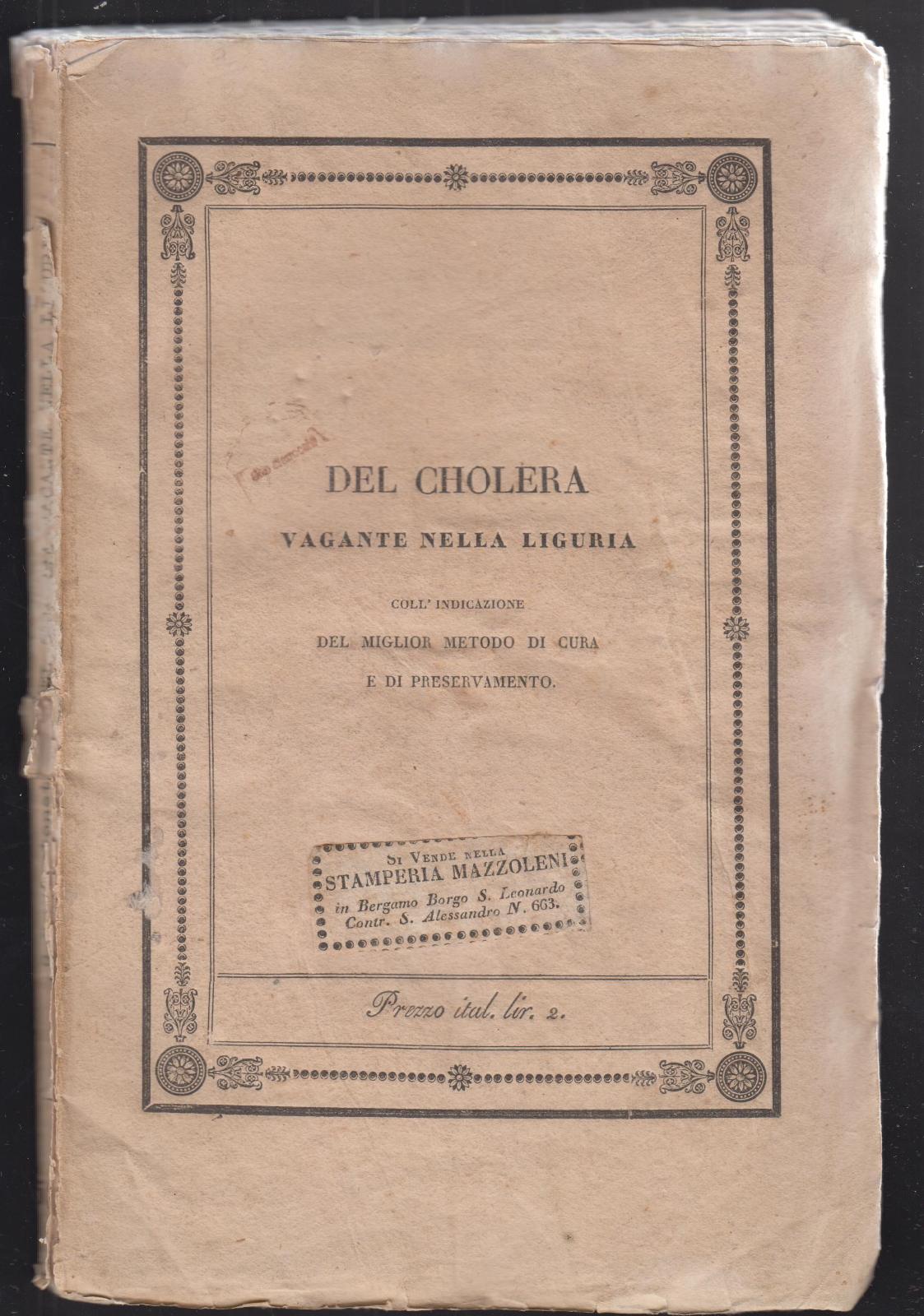 Colera Del cholera vagante nella Liguria Giovan Battista Fantonetti 1835