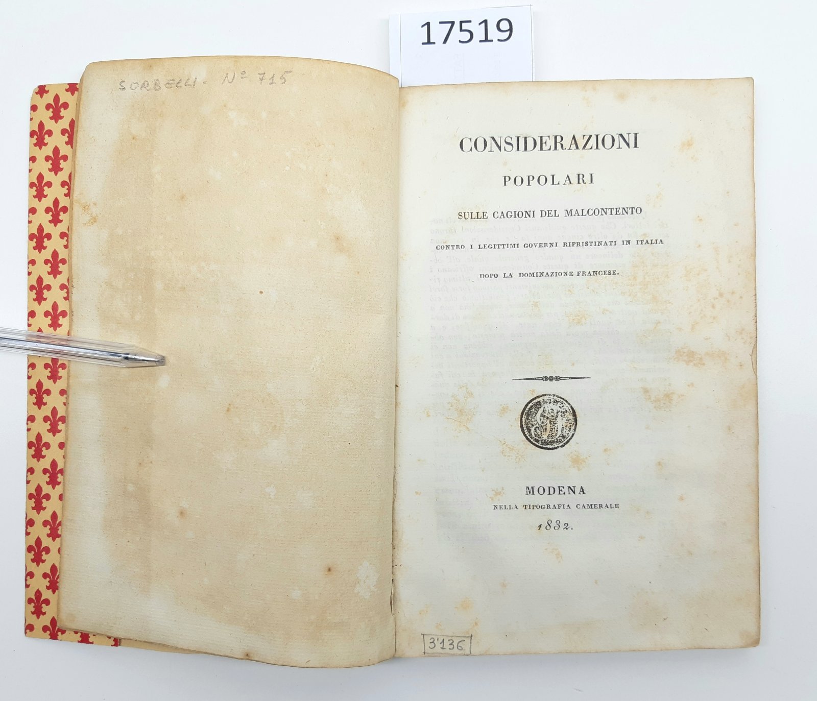 Considerazioni popolari sulle cagioni del malcontento contro illegittimi governi dopo …