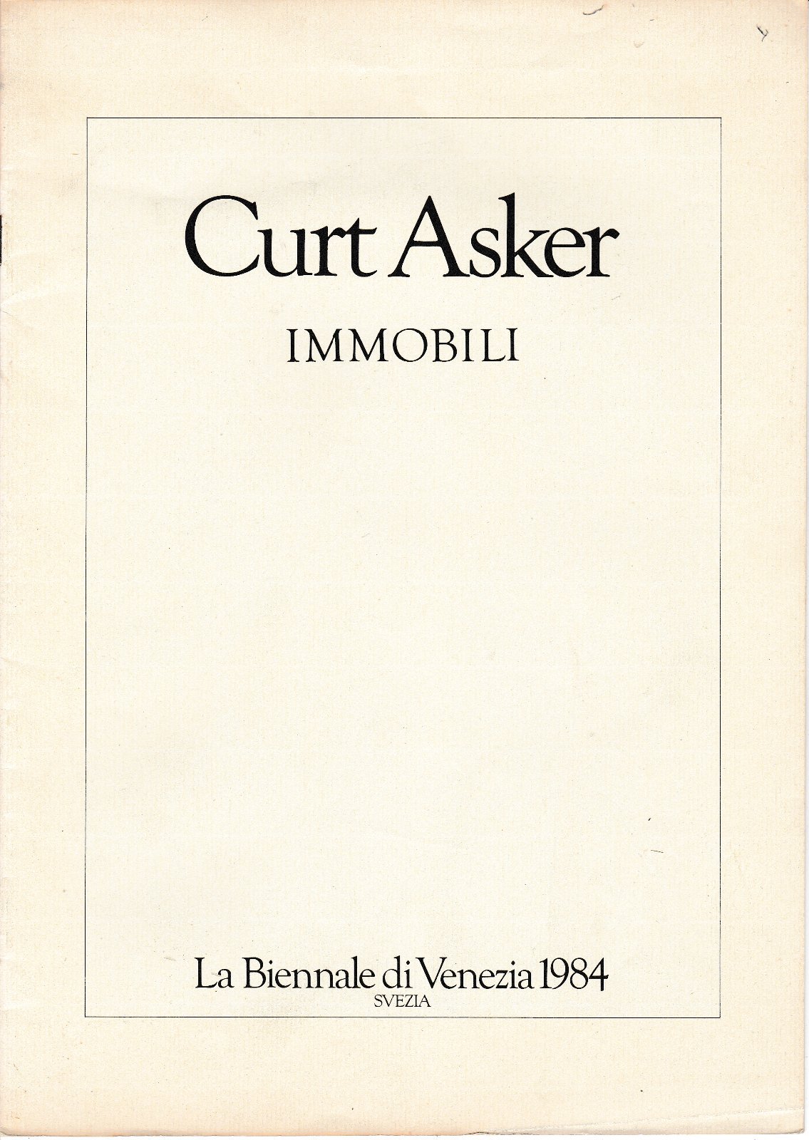 Curt Asker Immobili La Biennale Di Venezia 1984 Svezia 6008