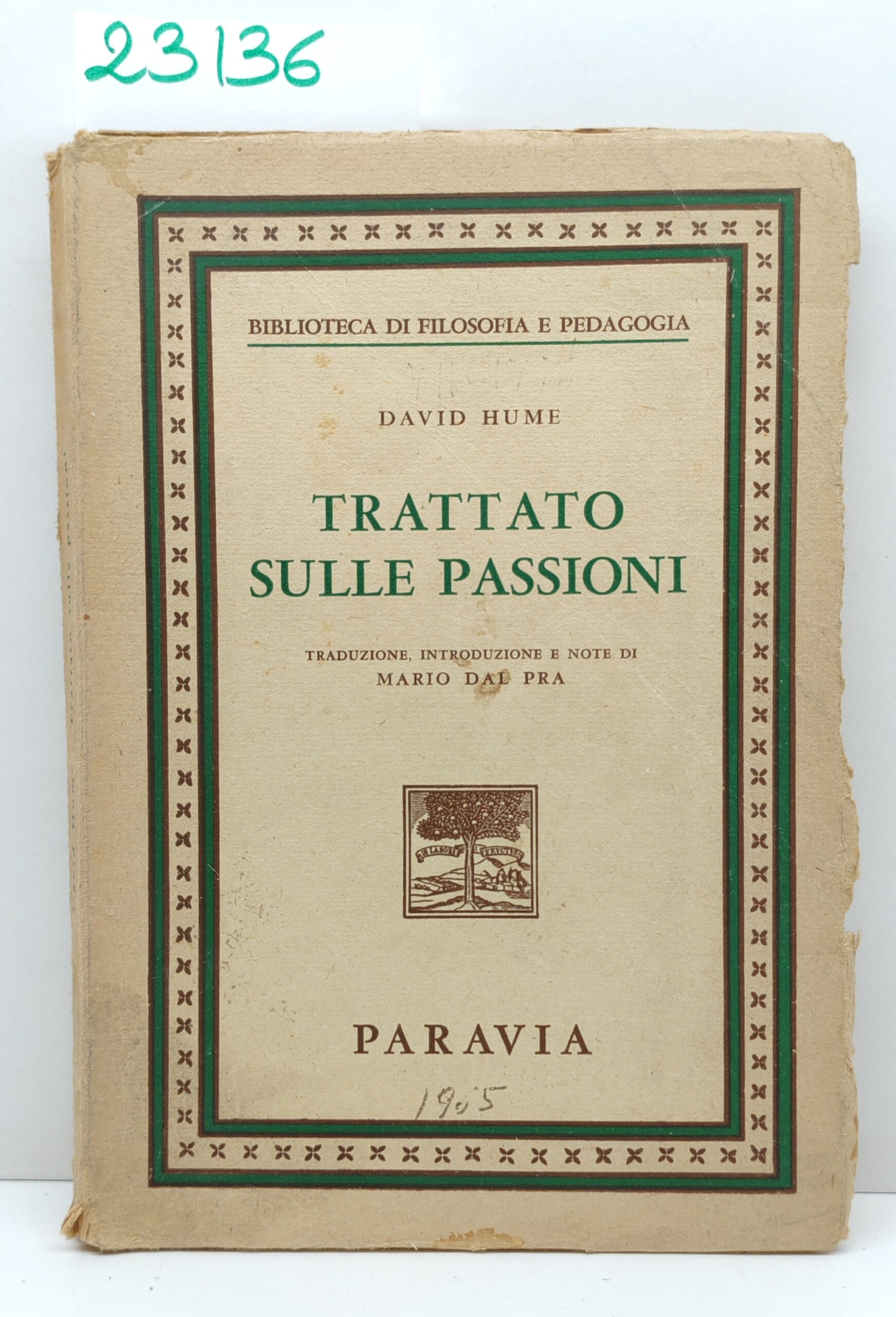 David Hume Trattato sulle passioni Paravia 1965 2° ristampa 2° …