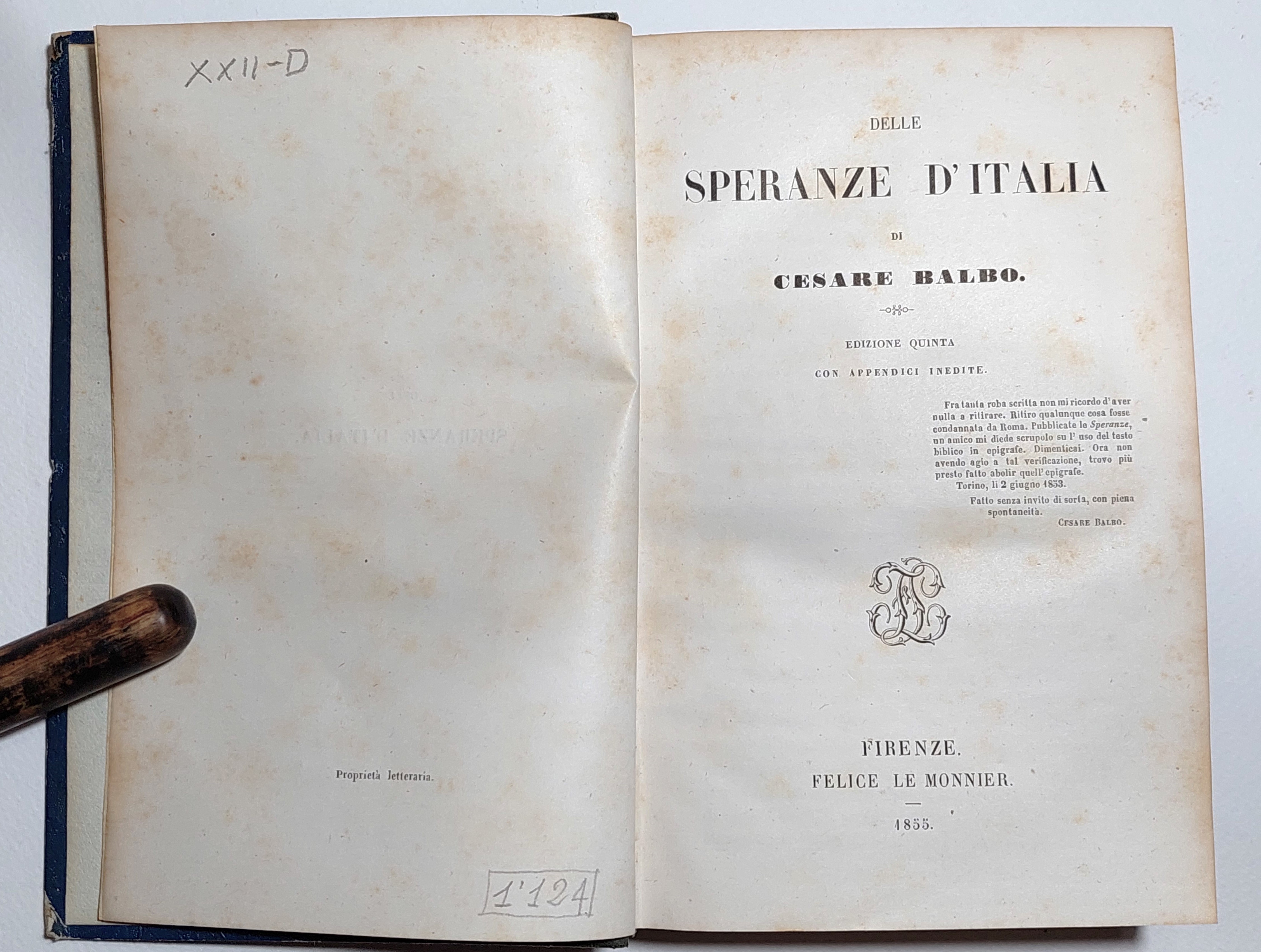 Delle speranze di Cesare Balbo Con appendici inedite 5° edizione …