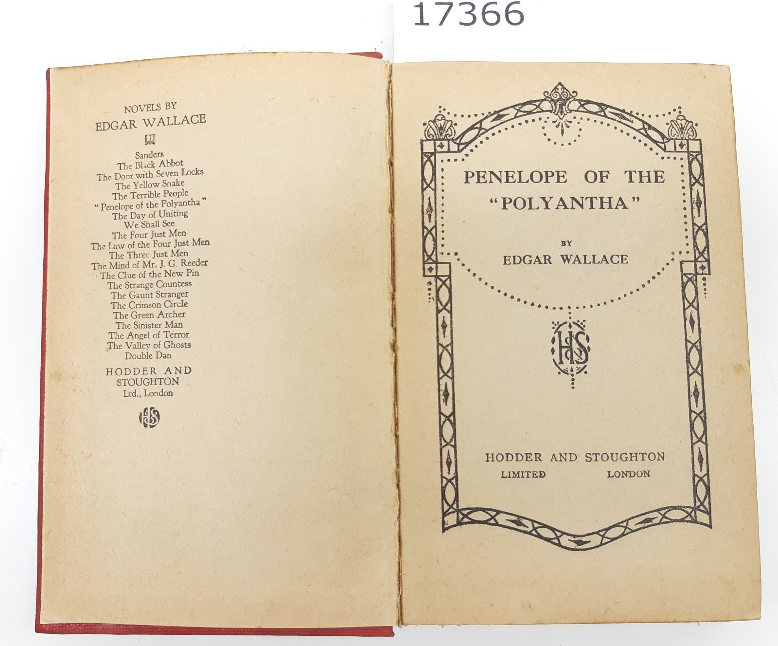 Edgar Wallace Penelope of the Polyantha Hodder and Stoughton