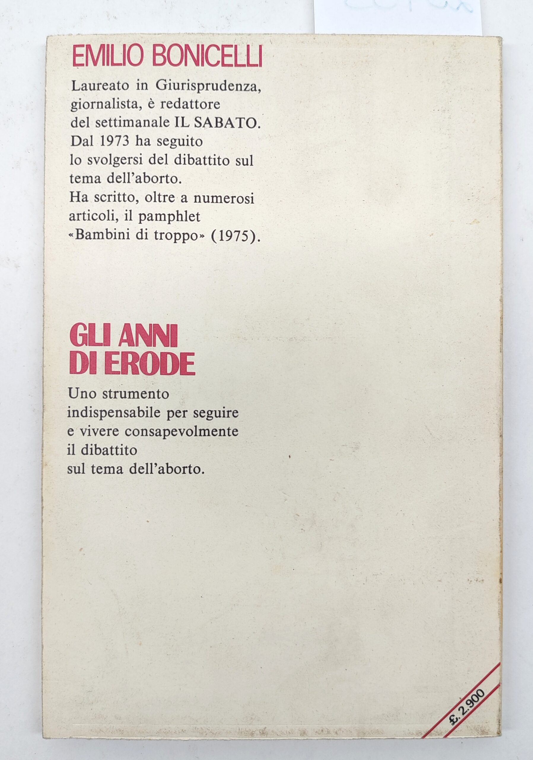 Emilio Bonicelli Gli anni di Erode Editoriale LCA 1981