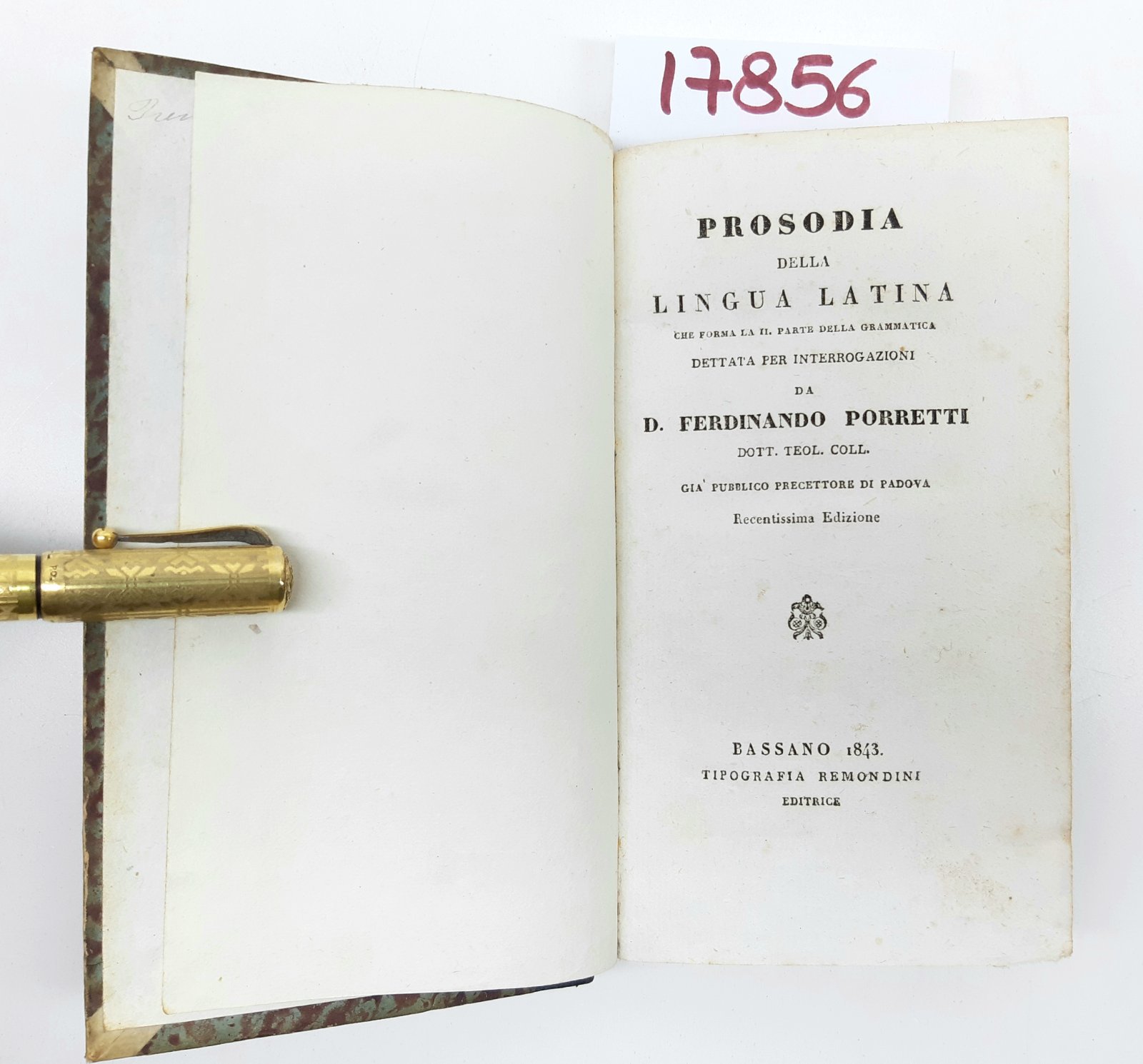 Ferdinando Porretti Prosodia della lingua latina 1843 Remondini