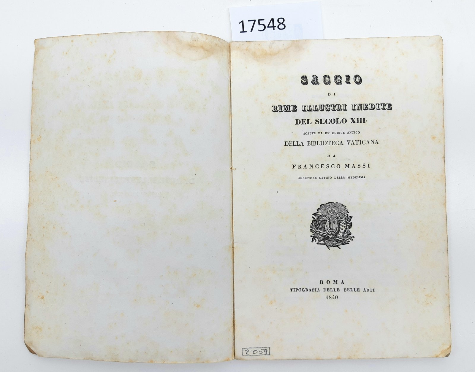 Francesco Massi Saggio di rime illustri inedite del secolo XIII …