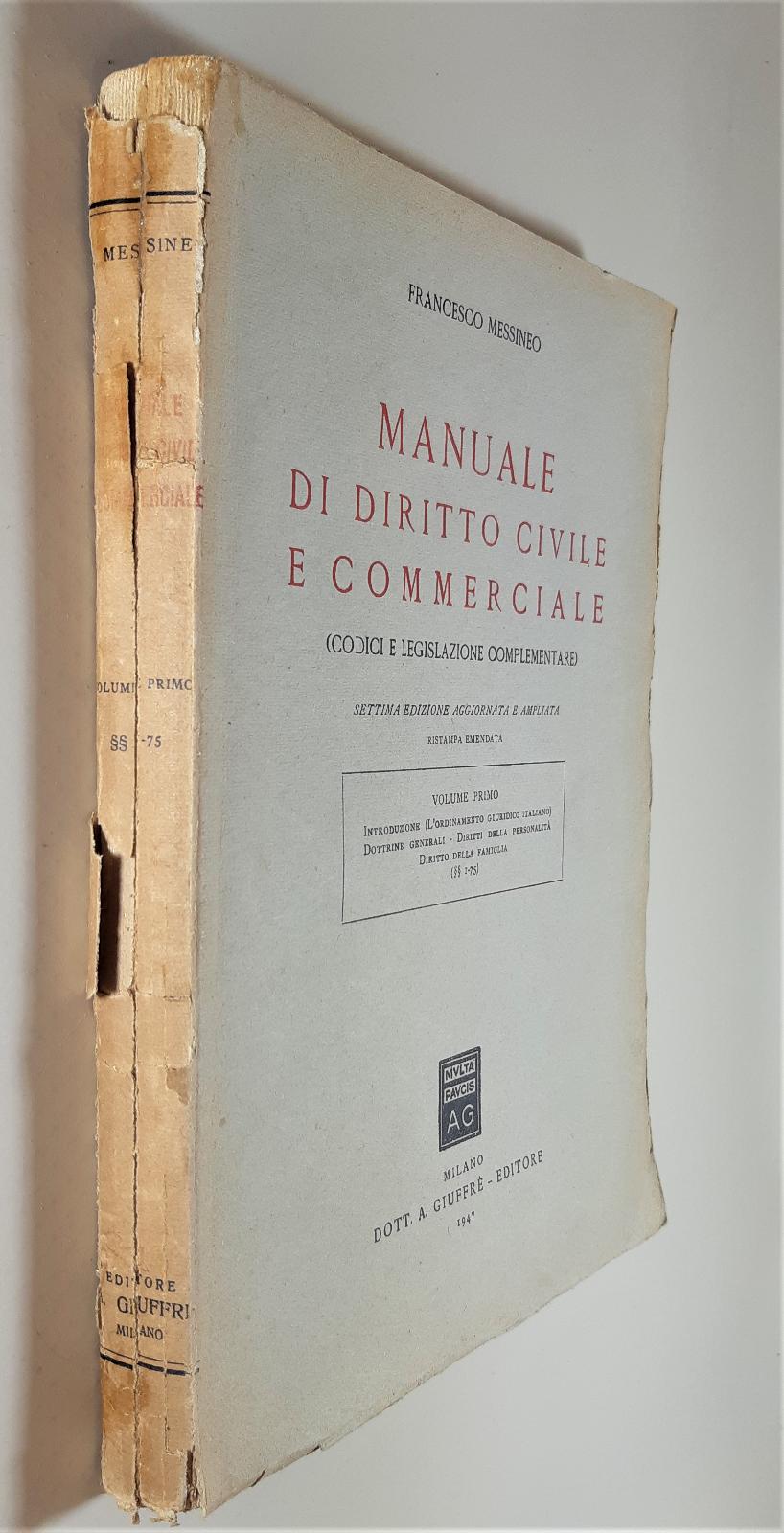 Francesco Messineo Manuale di diritto civile e commerciale Vol I …