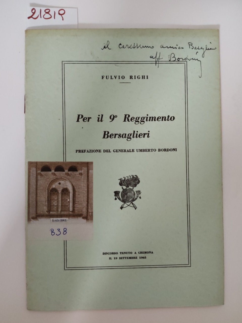 Fulvio Righi Per il 9° reggimento bersaglieri discorso tenuto a …
