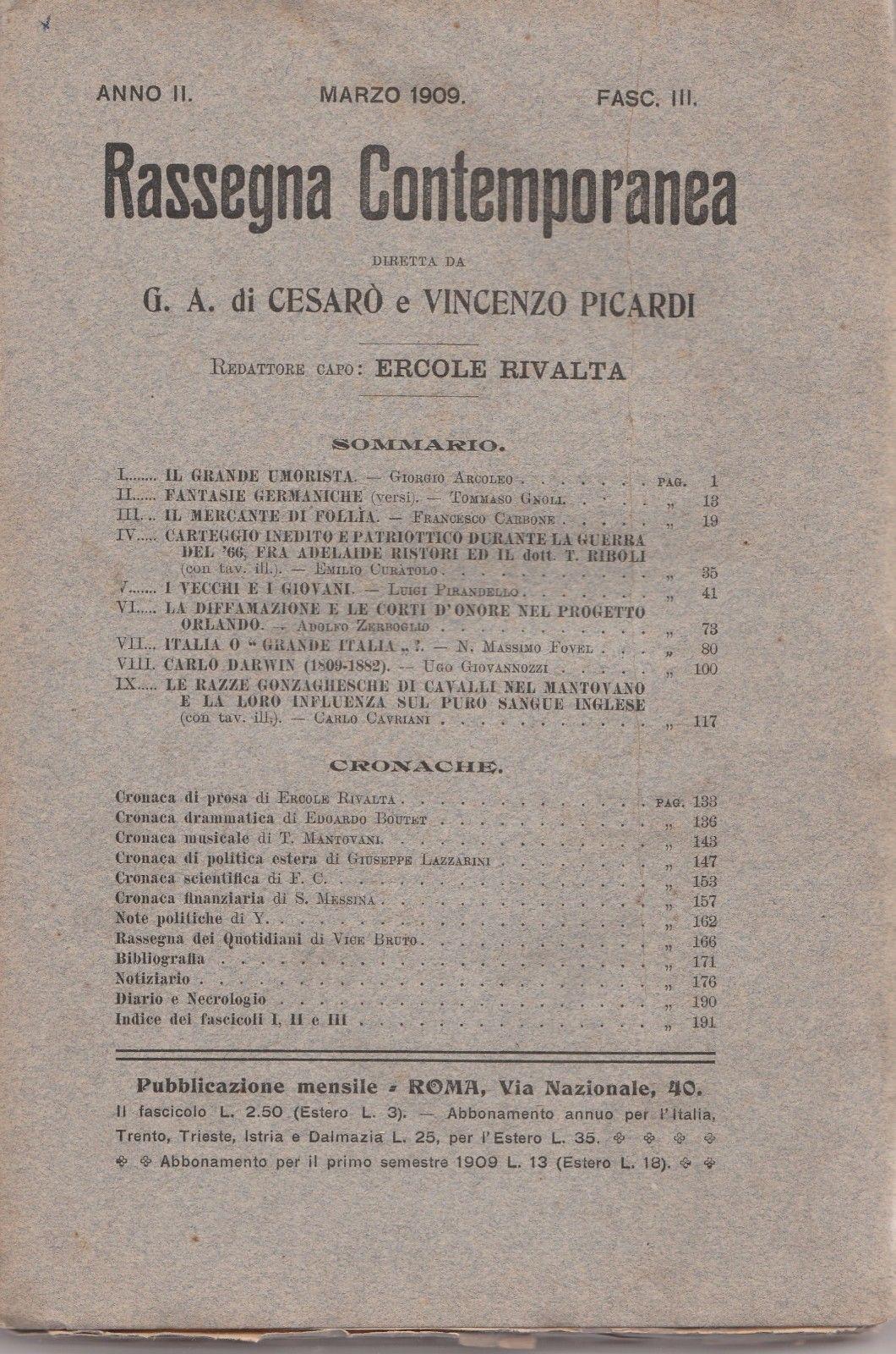 G. A. CesarÚ Rassegna Contemporanea Pubblicazione Mensile Marzo 1909 L5531