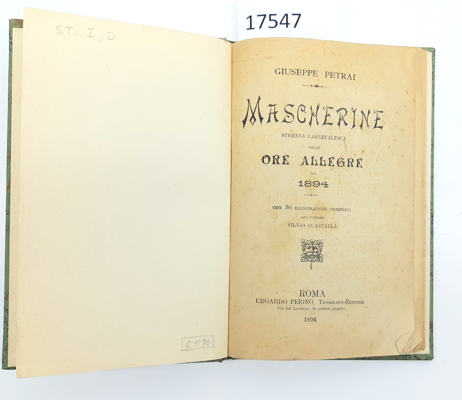 G. Petrai Mascherine strenna carnevalesca 1894 Roma Storia di Giuseppe …